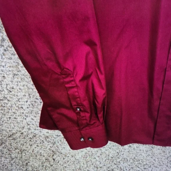 Men's Burgundy Dress Shirt - Picture 2 of 7